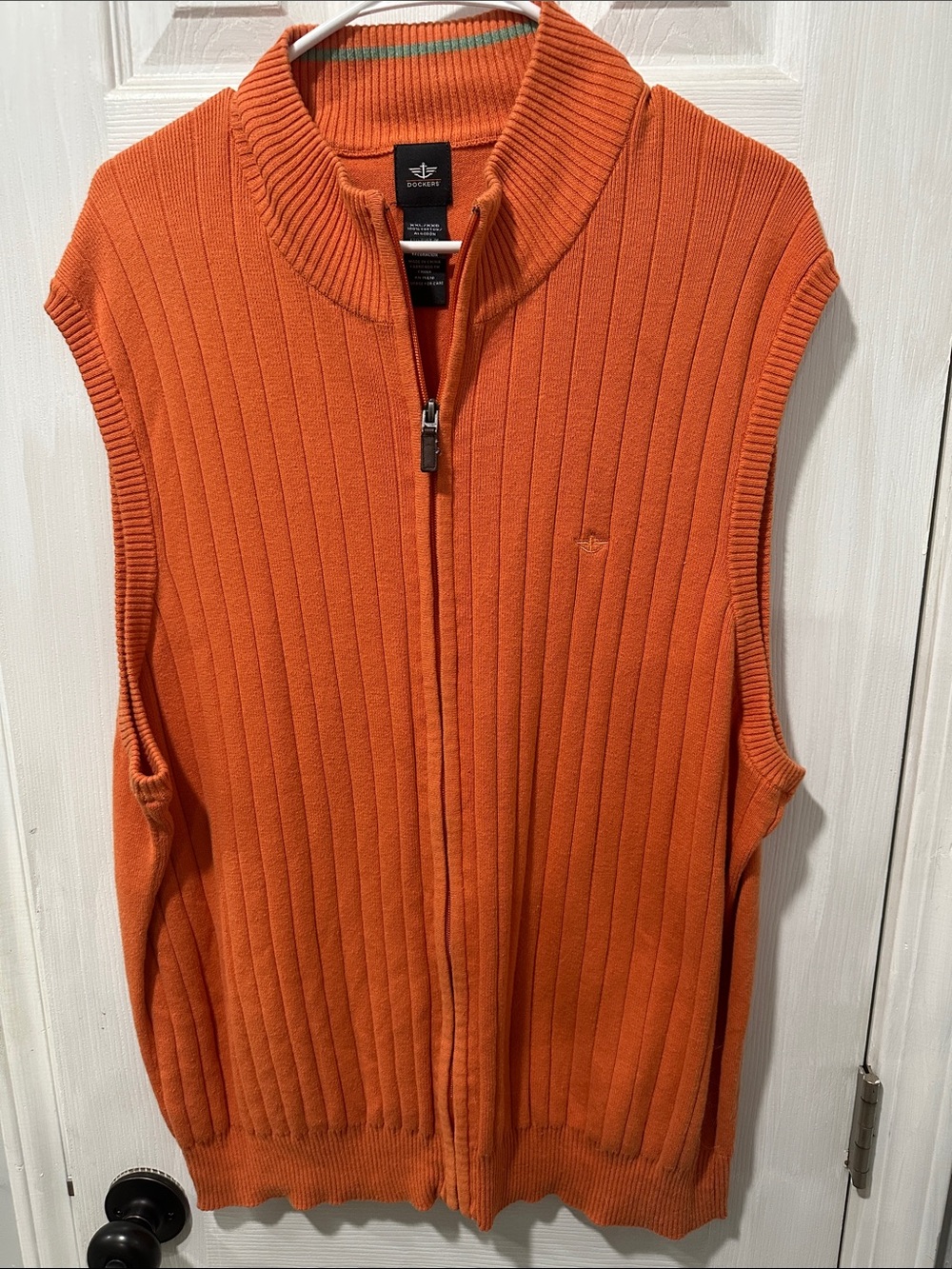 Dockers Orange Ribbed Zip-Up Sweater Vest